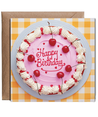 Happy Birthday card cherry cake
