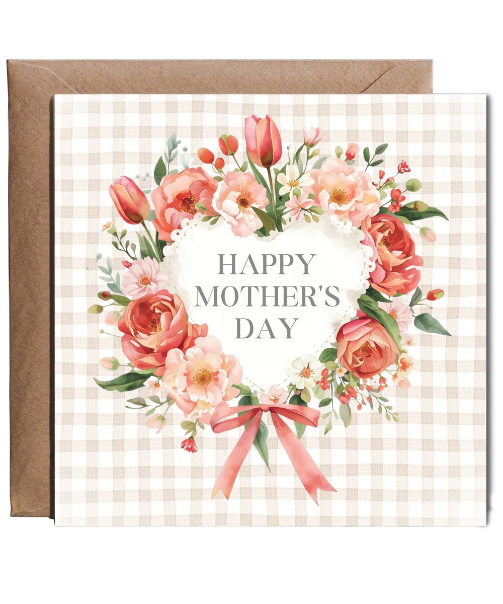 heart shaped flowers, Happy mother's day watercolour