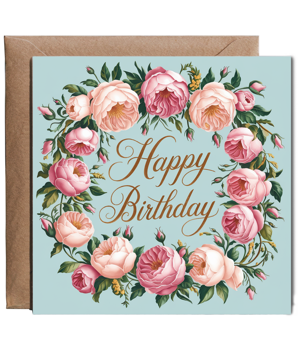 Happy Birthday Card For Mum hand painted Floral Border