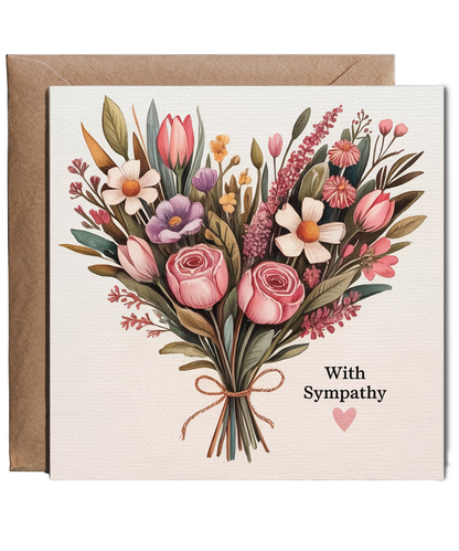 sympathy card, watercolor floral heart