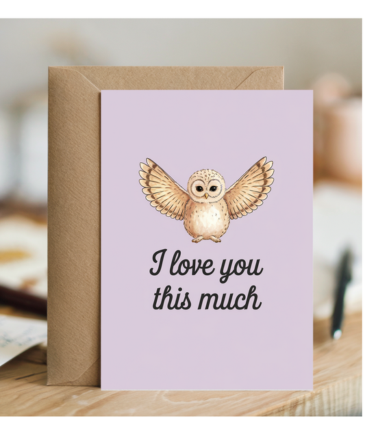 Valentines Day Card I Love you this much Owl