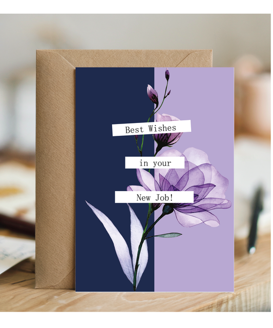 Best Wishes in Your New Job Card for Her with Professional Floral Design