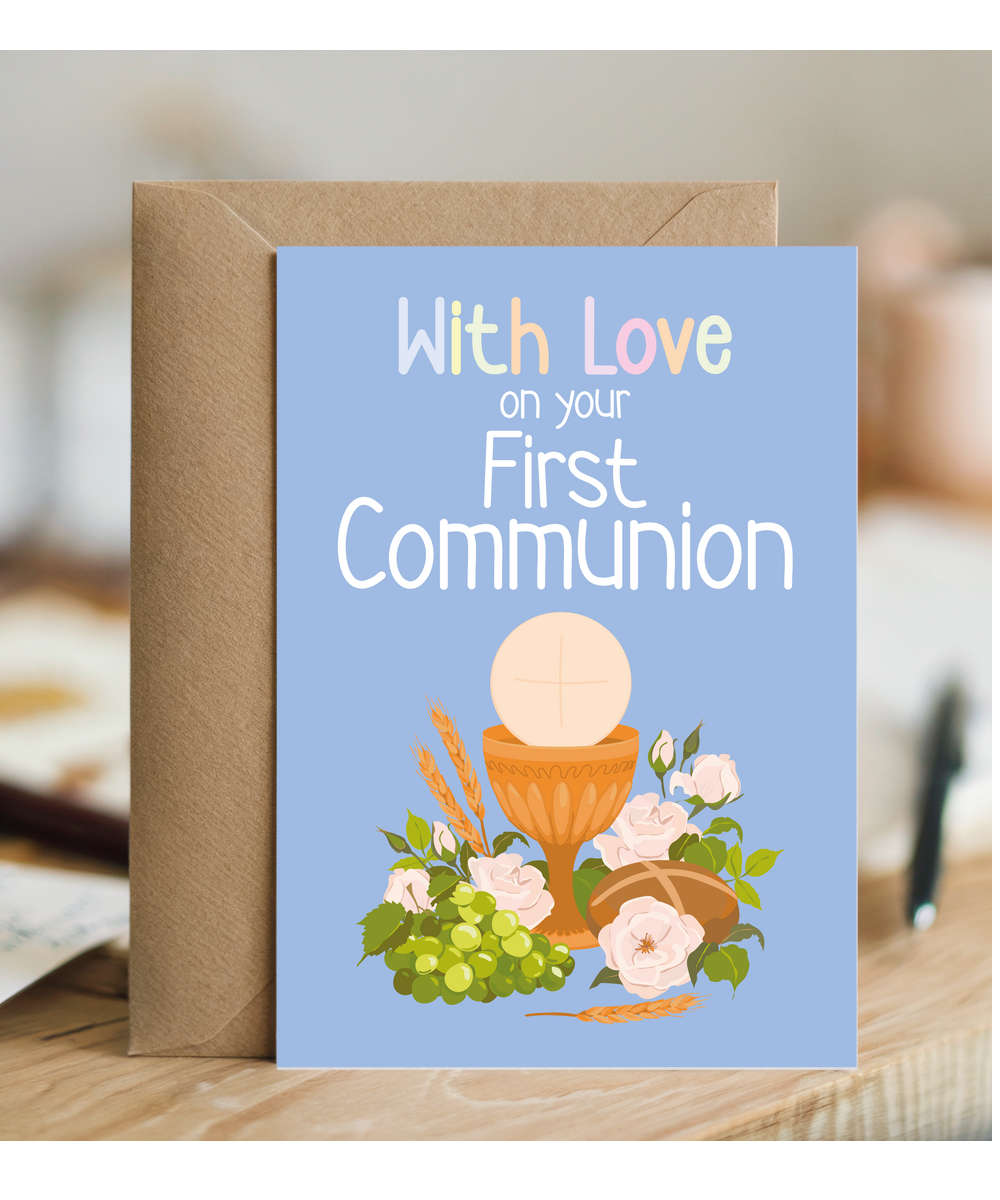 Childrens First Holy Communion Card with Love for Daughter and Son
