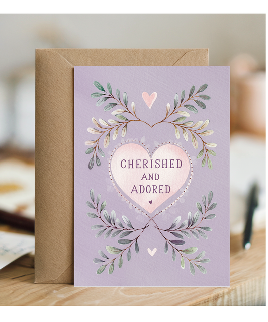 Anniversary Card for husband wife Cherished and Adored