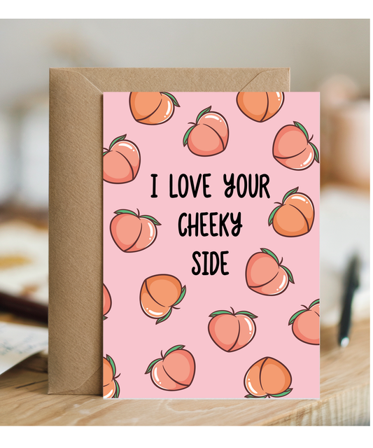 Funny I Love Your Cheeky Side Card Peach Pun for Wife or Girlfriend