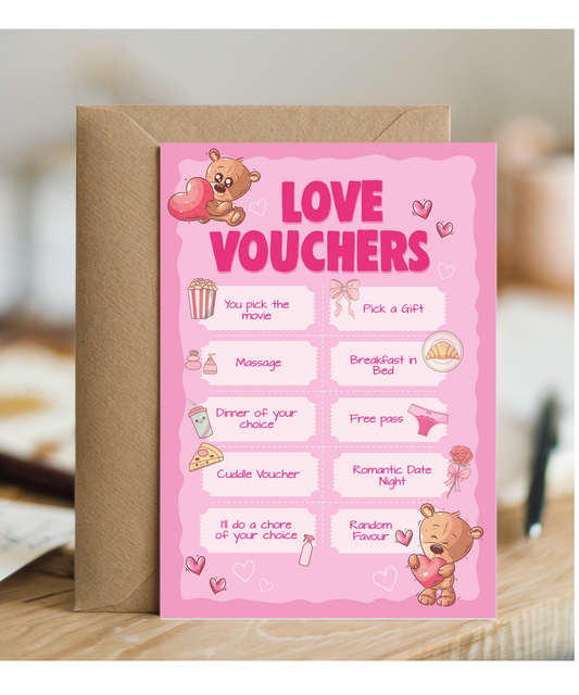 Love Voucher Card Fun Couple Things for Valentines or Anniversary Gift