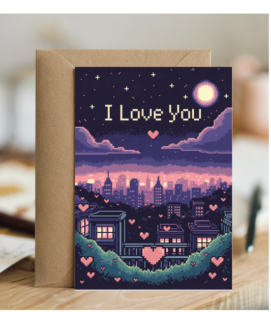 Valentines pixel night sky i love you