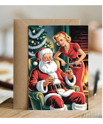 Christmas mummy serving santa some whisky
