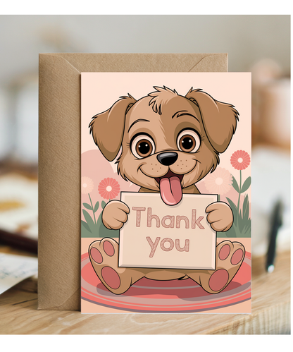 Thank You - Puppy with a Thank-You Card