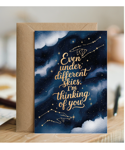 Thinking of You Card for Girlfriend Boyfreind Best Friend Under a Different Sky