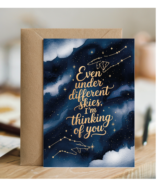 Thinking of You Card for Girlfriend Boyfreind Best Friend Under a Different Sky