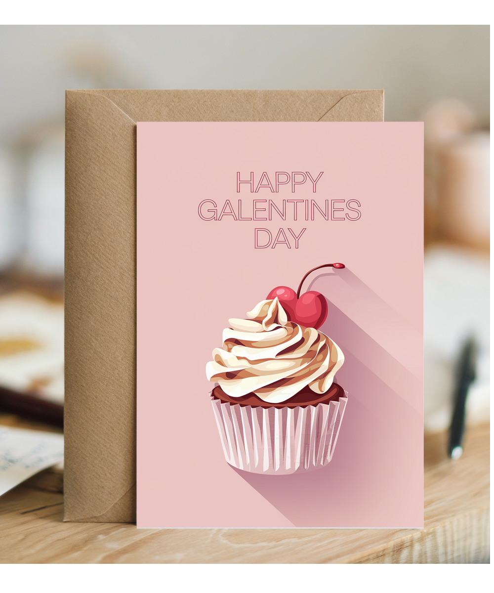 Happy Galentines Day Card cupcake