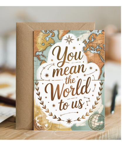 Teacher Thank You Card for Her Geography Teacher You Mean the World to Us