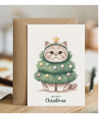 Persian cat in christmas tree costume