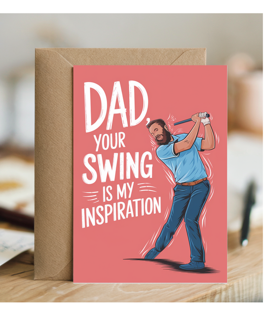 Funny joke card for dad bad swing Golf fathers day