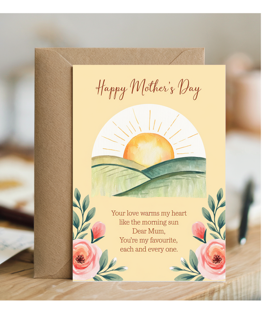 Mother's Day Card Dear mum poem sun from son