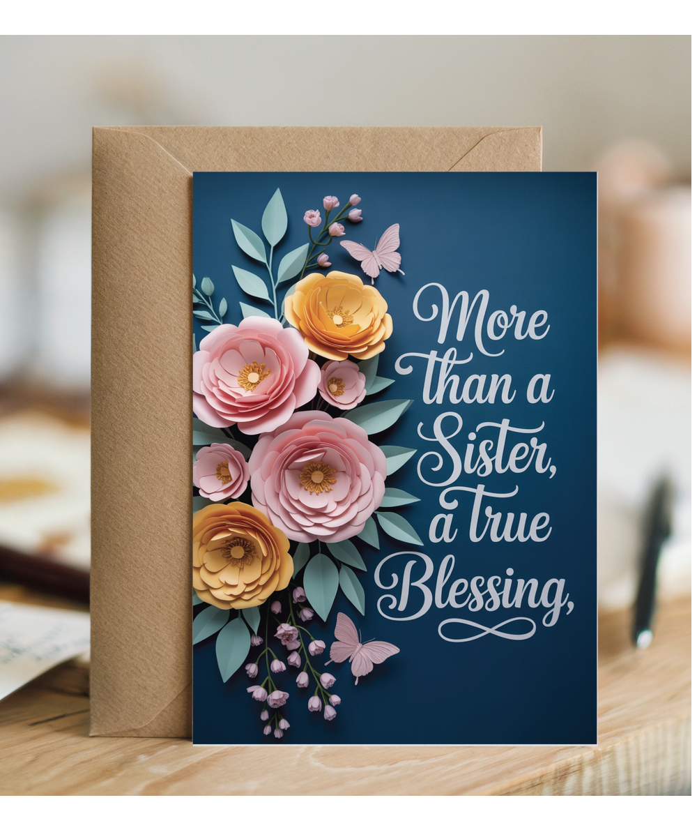 3D flowers effect and butterfly You’re More Than a Sister, You’re a Blessing