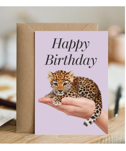 Birthday card Miniture leopard cute funny