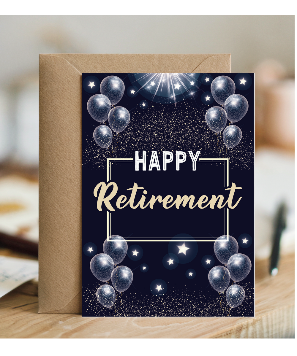 Happy Retirement with Balloons and Confetti