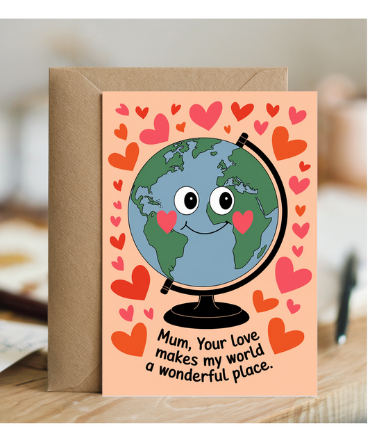 Happy Mother's Day Card Mum! You Make My World Happy