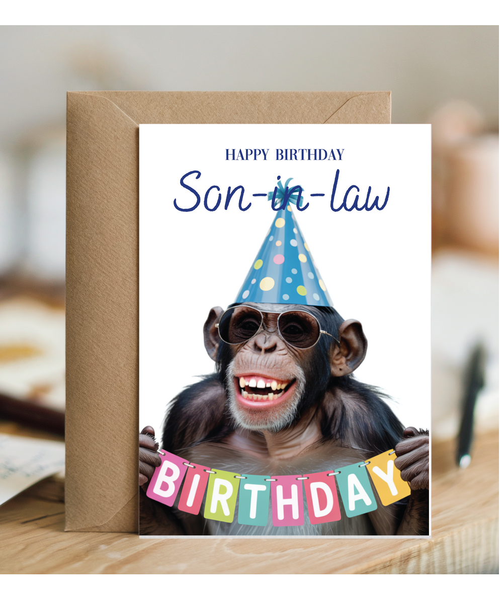 Chimpanzee happy birthday son-in-law