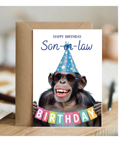 Chimpanzee happy birthday son-in-law