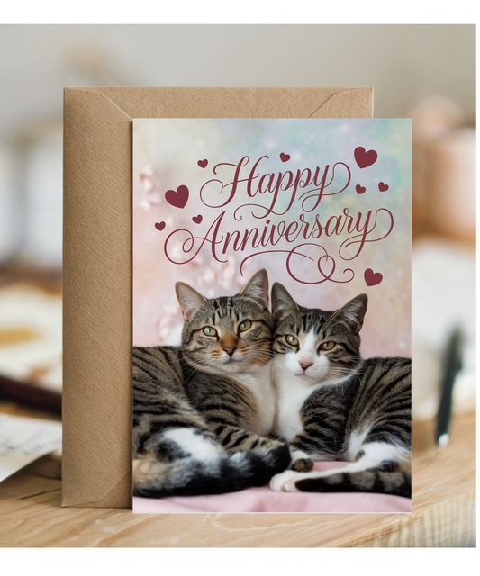 Happy Anniversary with Loveable Cat Couple