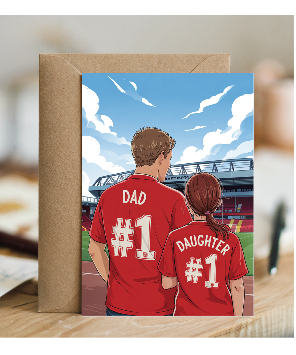 football red number one dad and daughter