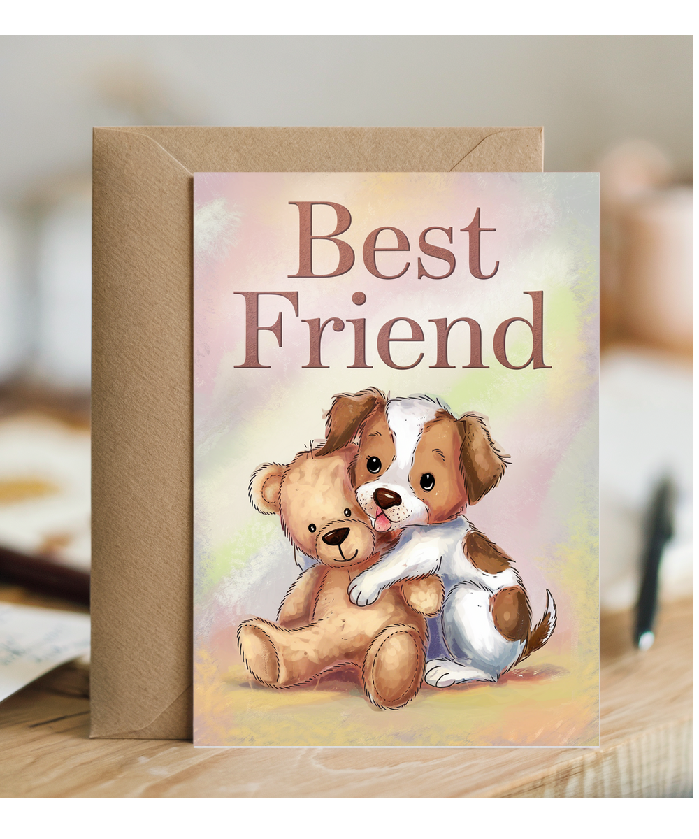 Best Friend - Puppy with a Teddy Bear