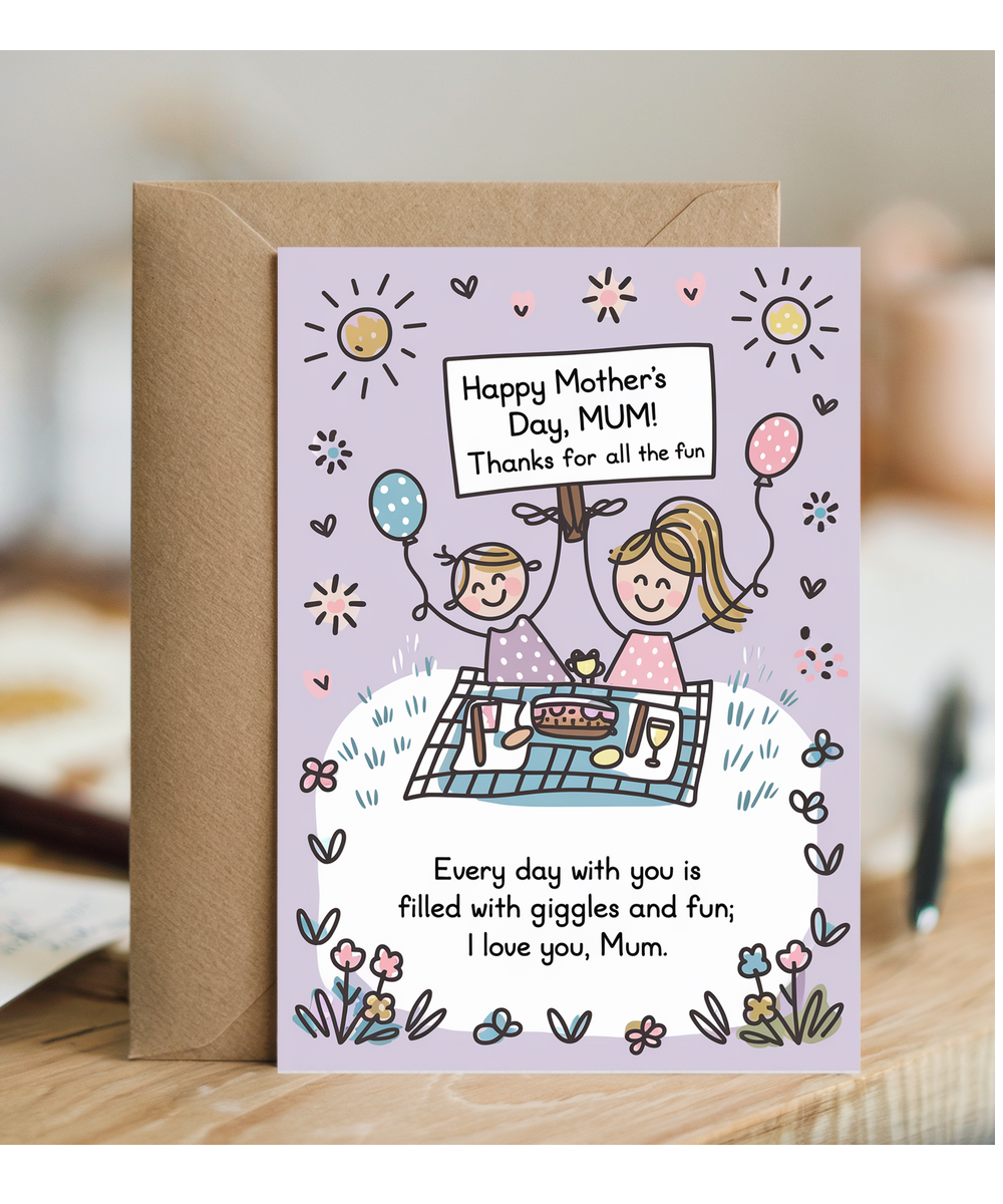 Mother's Day Card Mum Thanks for All the Fun from daughter