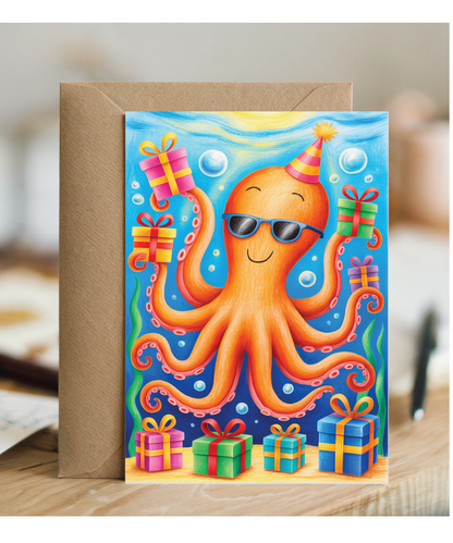 Kids birthday octopus with gifts