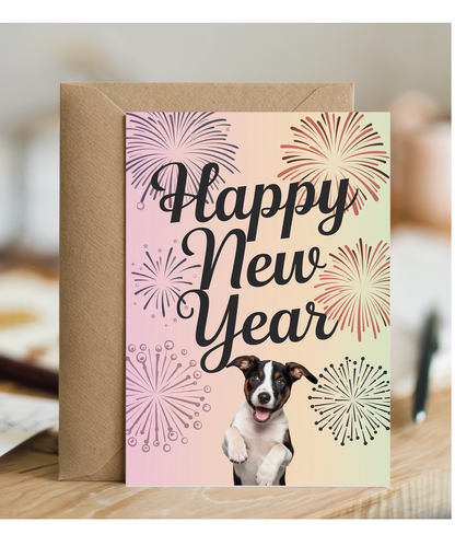 Happy New Year - Puppy with Fireworks