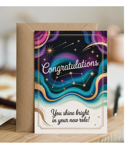 New Job Card Congratulations You Shine Bright in Your New Role