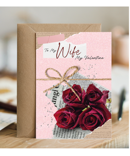 Valentines Day Card From Husband To My Wife My Valentine Romantic Roses and Letters
