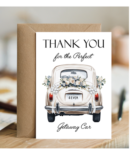 Wedding Thank You Card for the Perfect Getaway Car