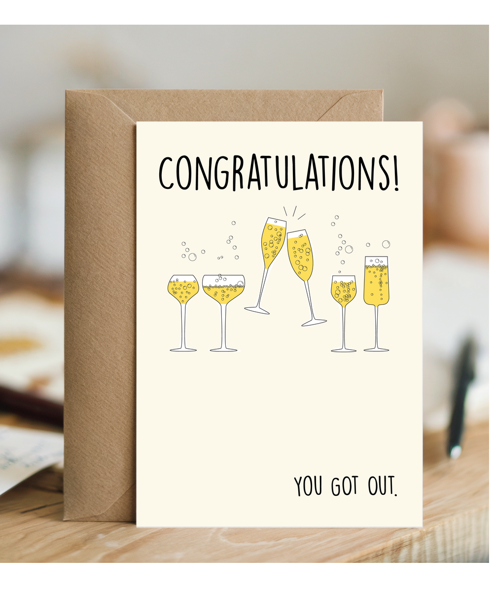 Funny Goodbye Card for Coworker You Got Out Joke