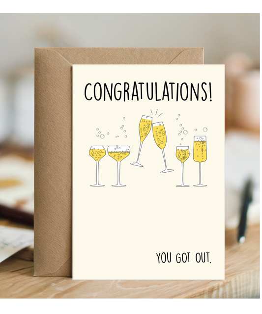 Funny Goodbye Card for Coworker You Got Out Joke