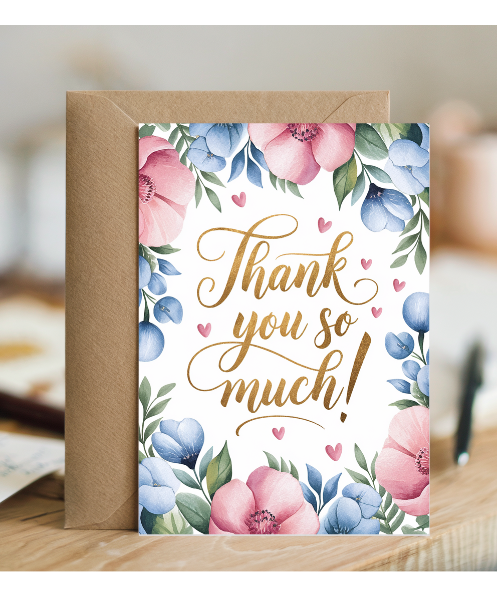 Thank You So Much Card floral Roses design