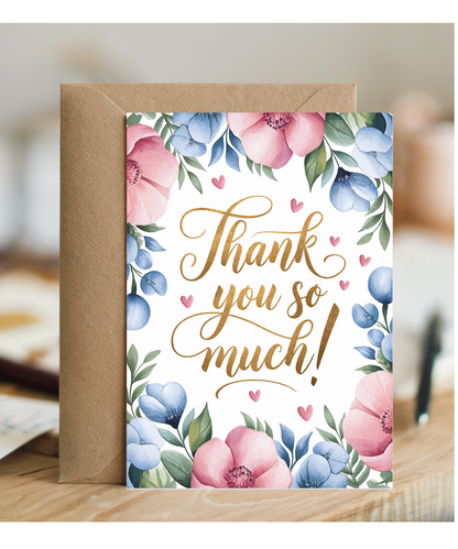 Thank You So Much Card floral Roses design
