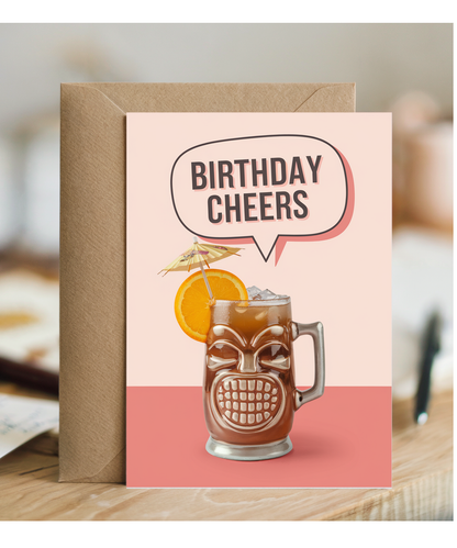 Birthday Cheers card holiday tiki cocktail