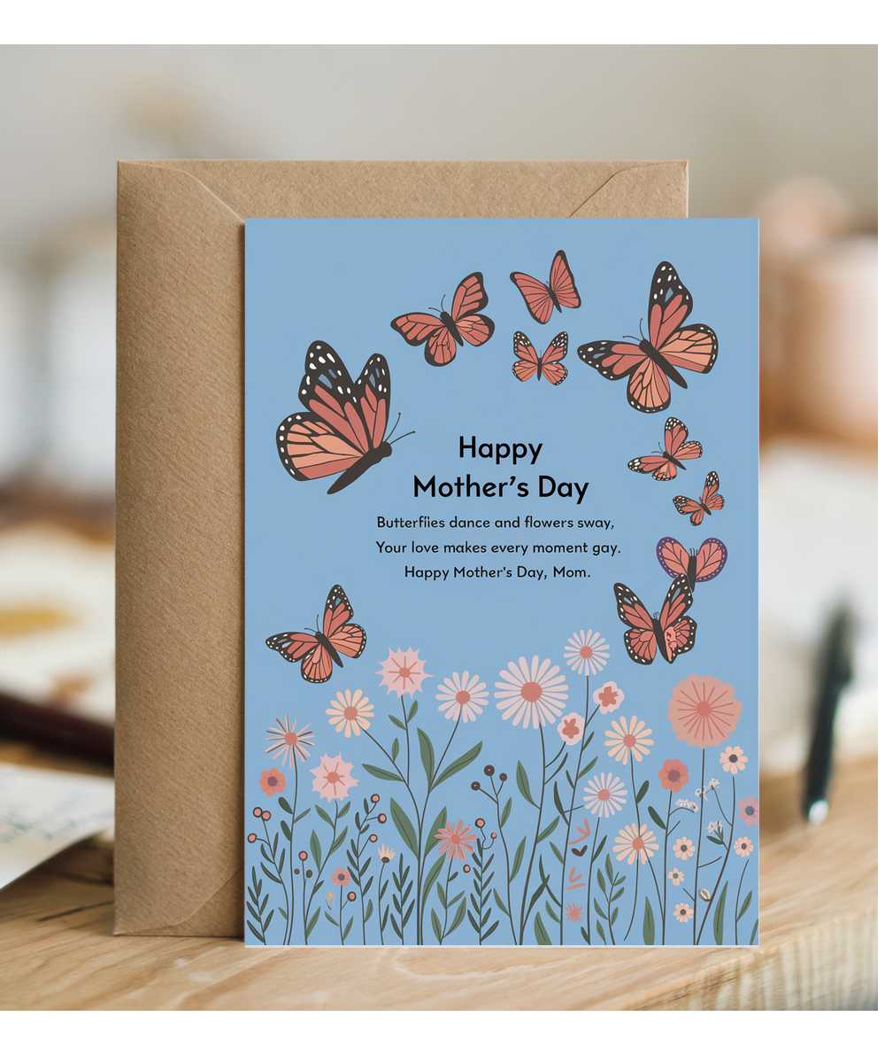Mother's Day Card Butterflies dance Traditional poem