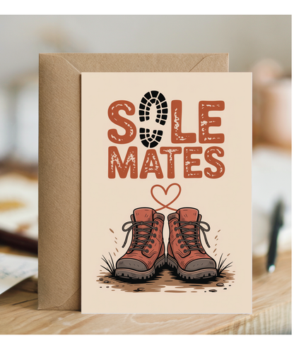 sole mates, hiking pun valentine's day anniversary