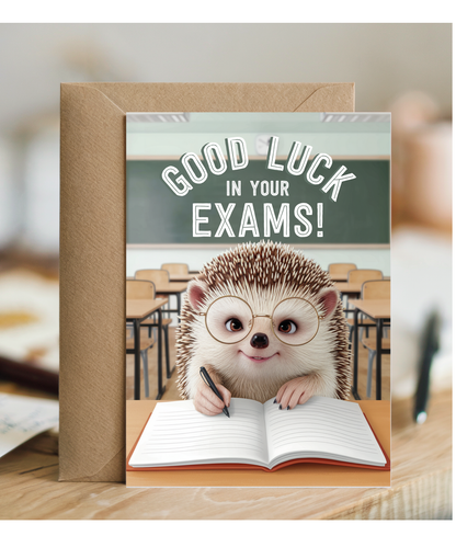 Good Luck in Your Exams Hedgehog with Glasses