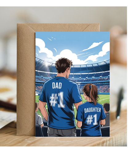 football dark blue number one dad and daughter