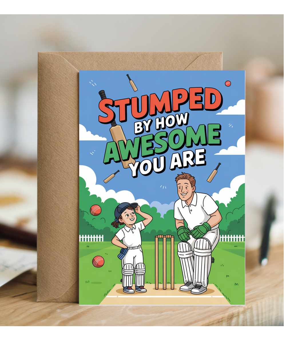 Cricket Themed Card for Daughter Stumped by How Awesome You Are