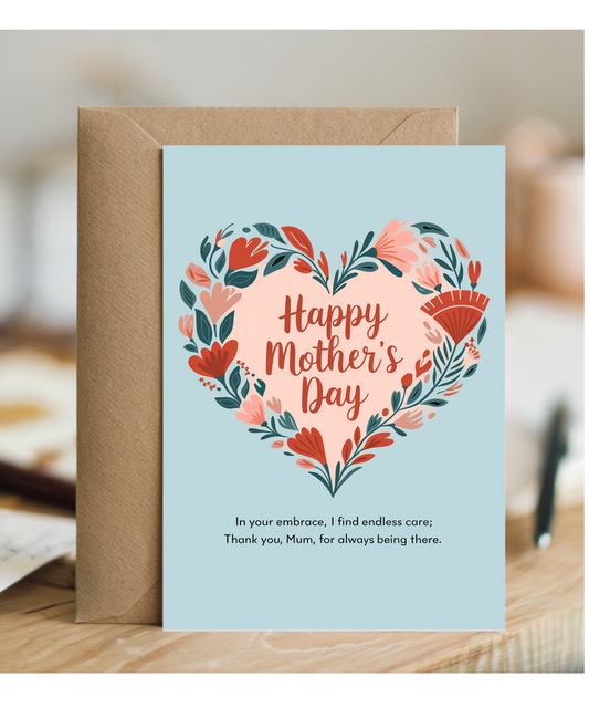 Mothers Day Card traditional poem mum love heart