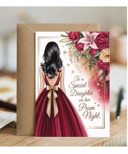 to a special daughter on her prom night red and gold