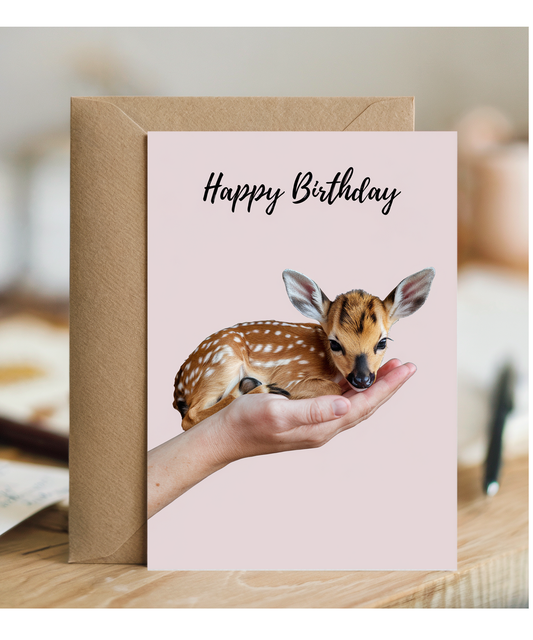 Birthday card Miniture fawn cute funny
