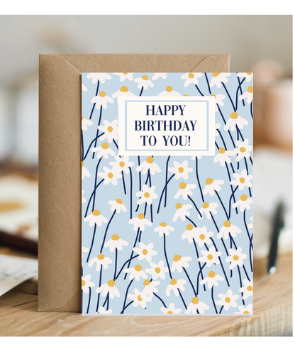 Happy Birthday card daisy pattern
