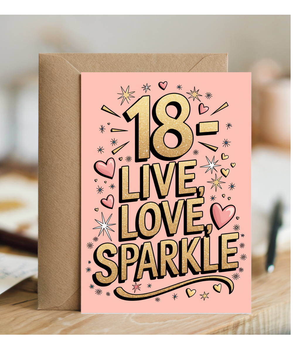18th Birthday Card Live, Love, Sparkle for girl